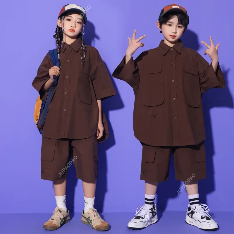 Summer Hip Hop Kids Clothes Girls Street Dance Loose Shirt Pants Boys Modern Dance Clothes Kpop Walk Show Stage Costume