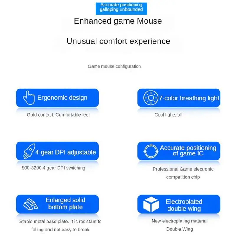 Programming Gaming Mice X6 Silent Click 7-color Breath Light Stable Bottom Plate Ergonomic For Desktop Laptop Wired Mouse