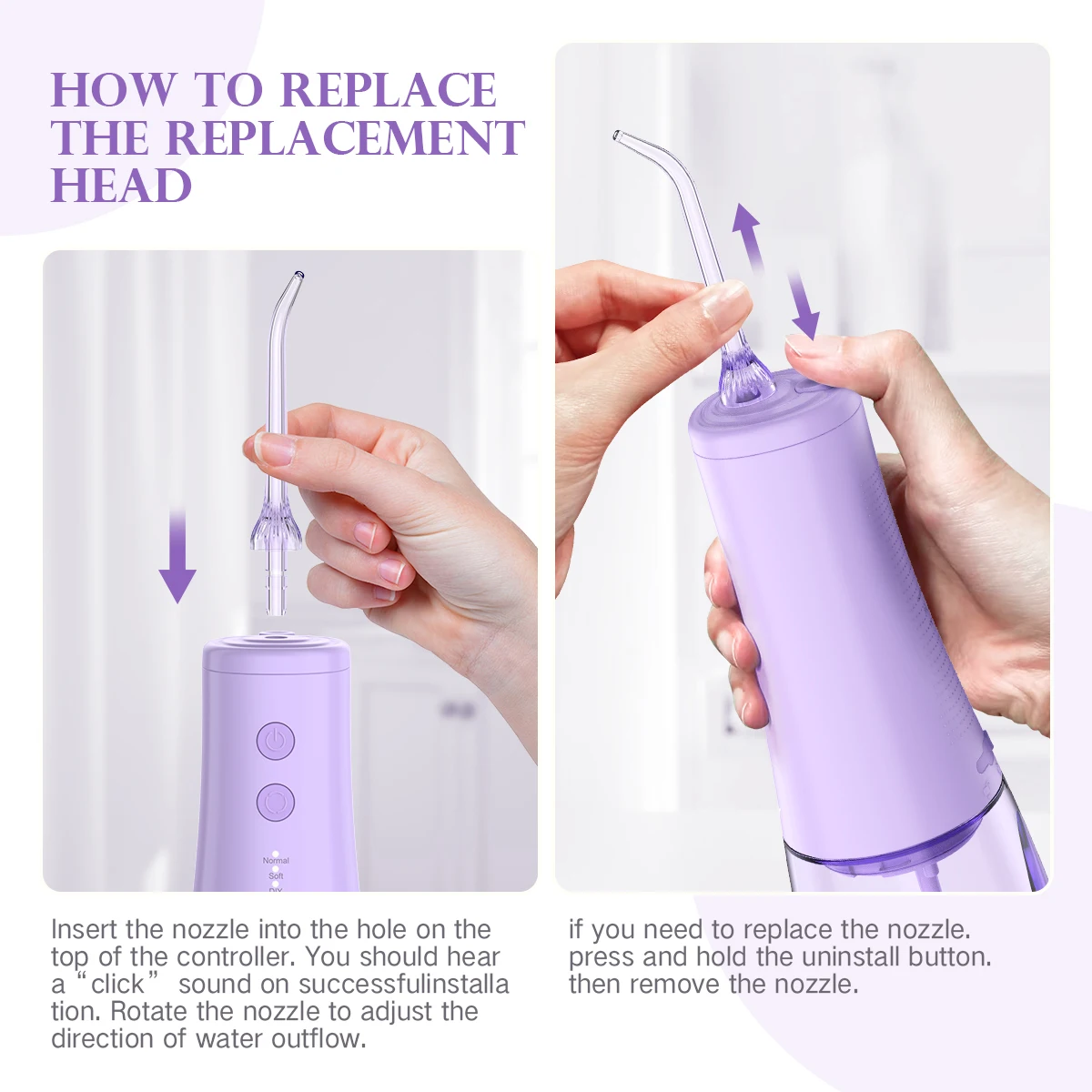 SEjOY Dental Oral lrrigator UsBRechargeable Teeth cleaner PortableDental Water Flosser 3 Modes IPX7Mouth washing Machine 350ml