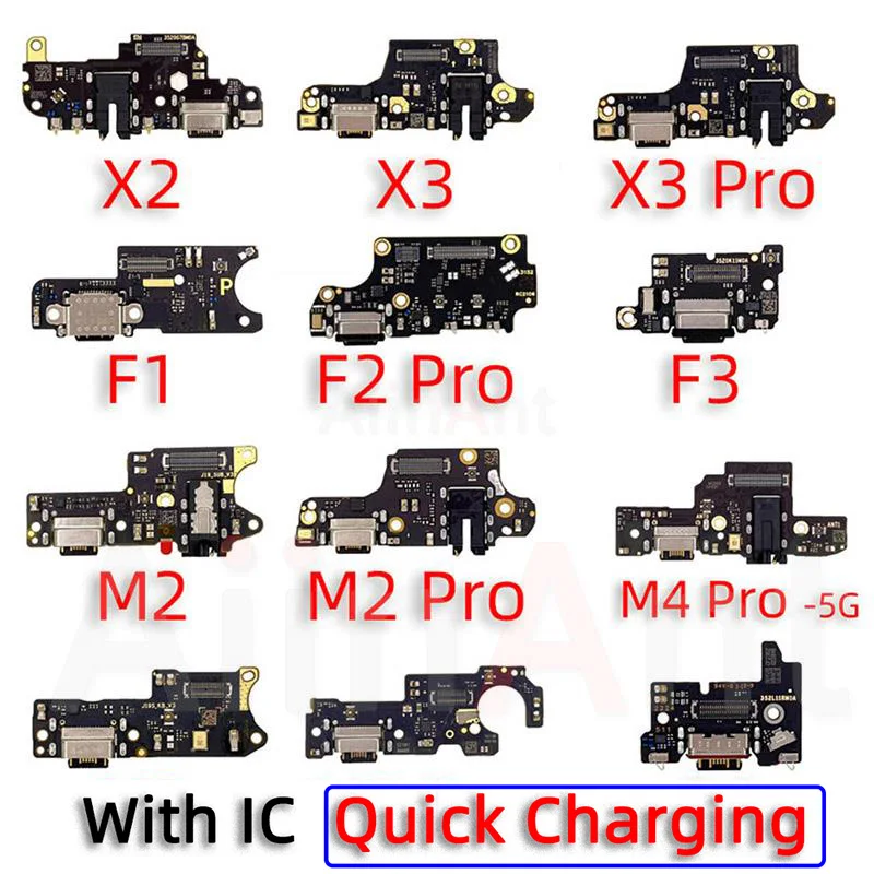 Aiinant Dock USB Charger Bottom Connector Charging Flex Cable For Xiaomi Poco M2 M3 M4 X2 X3 X4 F1 F2 F3 F4 Pro 4G 5G Parts