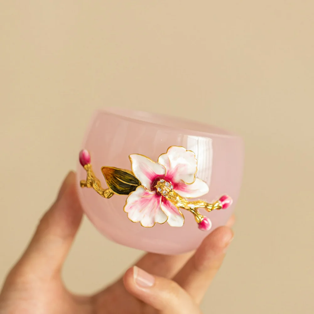 

Чайный сервиз из хрустального стекла с ручной резьбой и цветочным узором: большая чашка, дегустационная чашка, чашка для воды, для домашнего послеобеденного чая, чай в стиле кунг-фу.