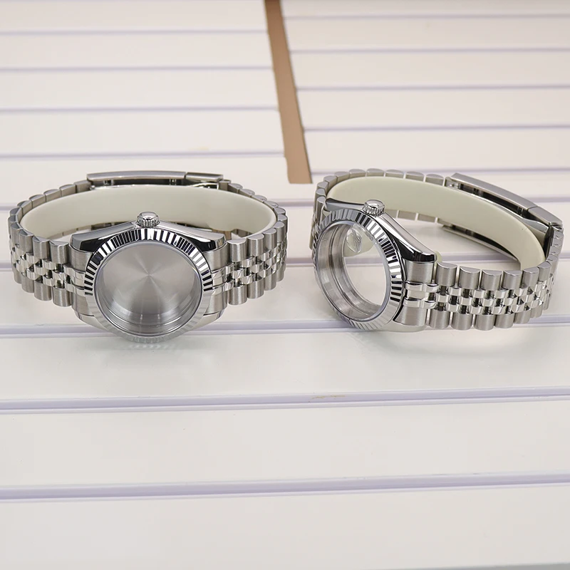 Fenya 36mm 40mm Geriffeltes Gebogenes Herren-Uhrengehäuse 5-Gliediges Armband Saphirglas für Datejust Seiko NH35 NH36 4R36 8215 Uhrwerk 28,5mm Zifferblatt – Detail 9
