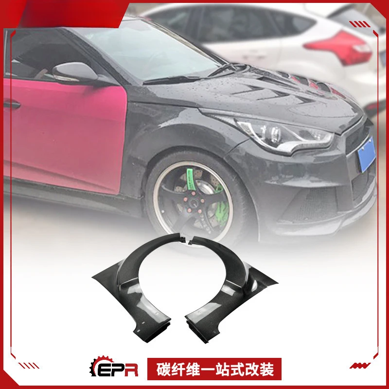 

For Hyundai Veloster Carbon Fiber Front Bumper Wide Body Front Fender Mudguard Surround Modification