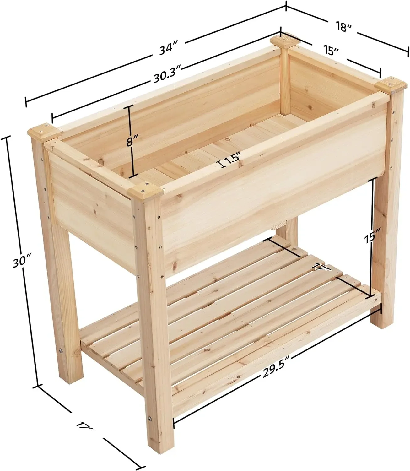 Raised Garden Bed Elevated 2 Tiers Wood Planter Box for Vegetables, Flowers, and Herbs for Outdoor Yard Use