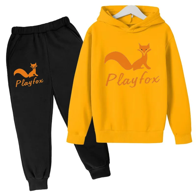 

Children Boys Coat Fashion Brand 3-12 Years Old Cute Fox Print Hoodie Girls Toddler Top+trousers 2P Sports Casual Sweatshirt Set