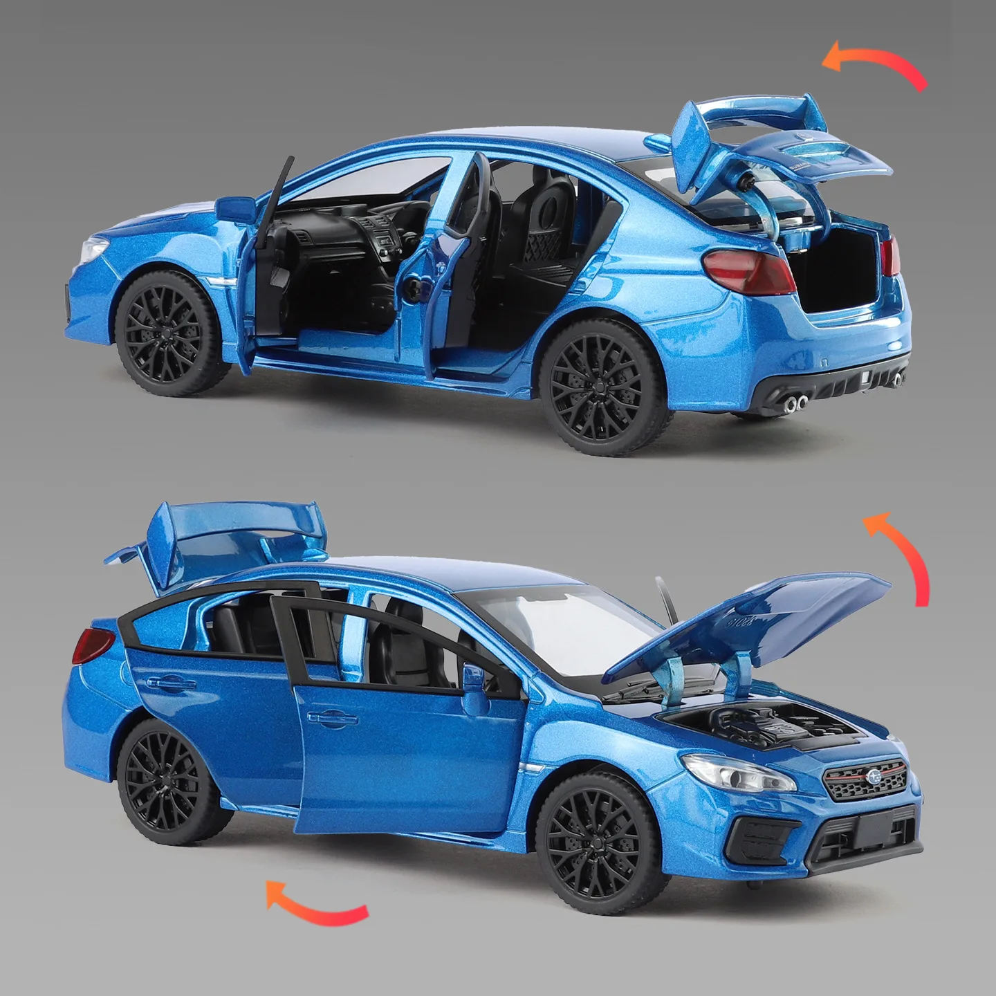 1:30 STI Suono e luce per auto Tirare indietro il modello di suono dell'auto giocattolo Ornamento Modello di auto in lega pressofusa da collezione