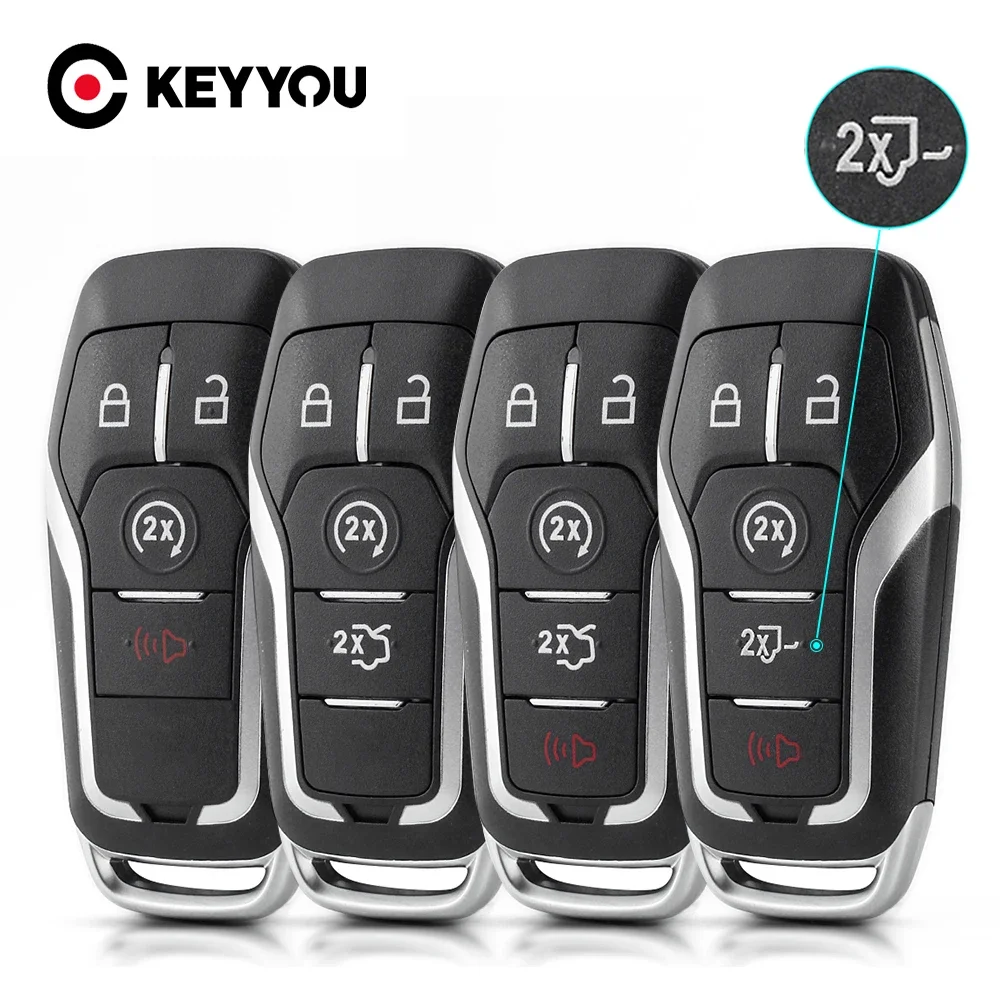 

KEYYOU for Ford Fusion Mustang Explorer Lincoln MKZ MKC 2013-2017 Remote Smart Key Fob Shell Case Button Pad Cover