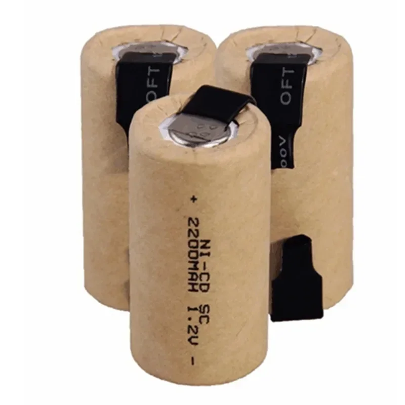2-24 ks baterií pro elektrické šroubováky SC 1,2 V 2200 mAh Sub C Ni-Cd dobíjecí baterie s jazýčkem NiCd SUBC články pro elektrické nářadí - náhled 3