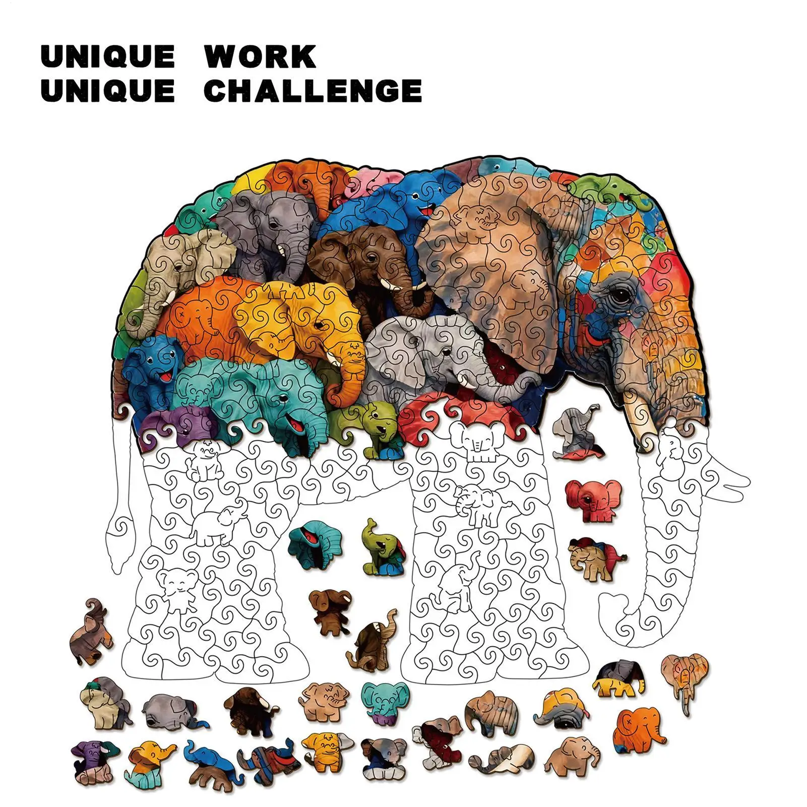 성인을 위한 나무 퍼즐 동물 모양의 도전적인 게임 코끼리 성인을 위한 나무 퍼즐 어린이를 위한 가족 가정 학교 사무실