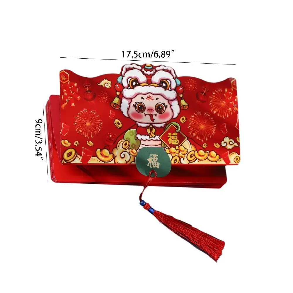 Embalagem diy leão despertar pacote vermelho dos desenhos animados tradicional dobrável envelope vermelho dobrável 2025 saco de envelope vermelho capina