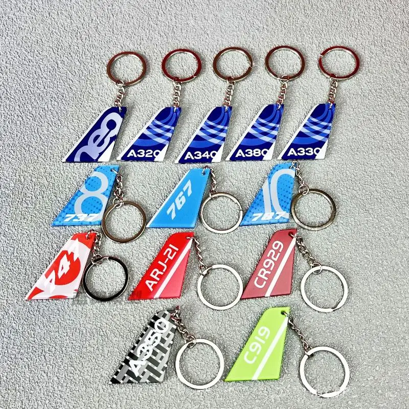 1 Piece Both Sides Print Acrylic Airline Pattern Vertical Tail Car Tag Key Accessories Aviation Keychain Backpack Pendant