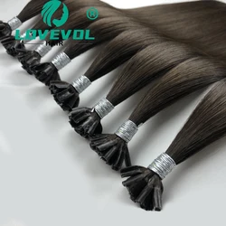 Straight U Tip Keratin Human Hair Extensions Nail Tip Remy Hair Extension Hot Fusion Italiana Hair Nail Capsules PreBonded 12-26