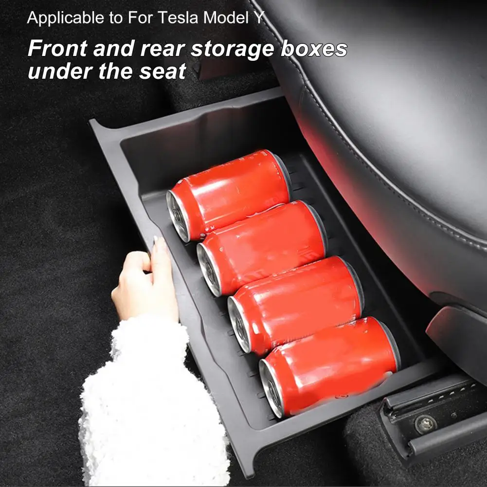 

For Tesla Model Y High Capacity Organizer Case Drawer Holder Under Seat Hidden Box Storage Box Black