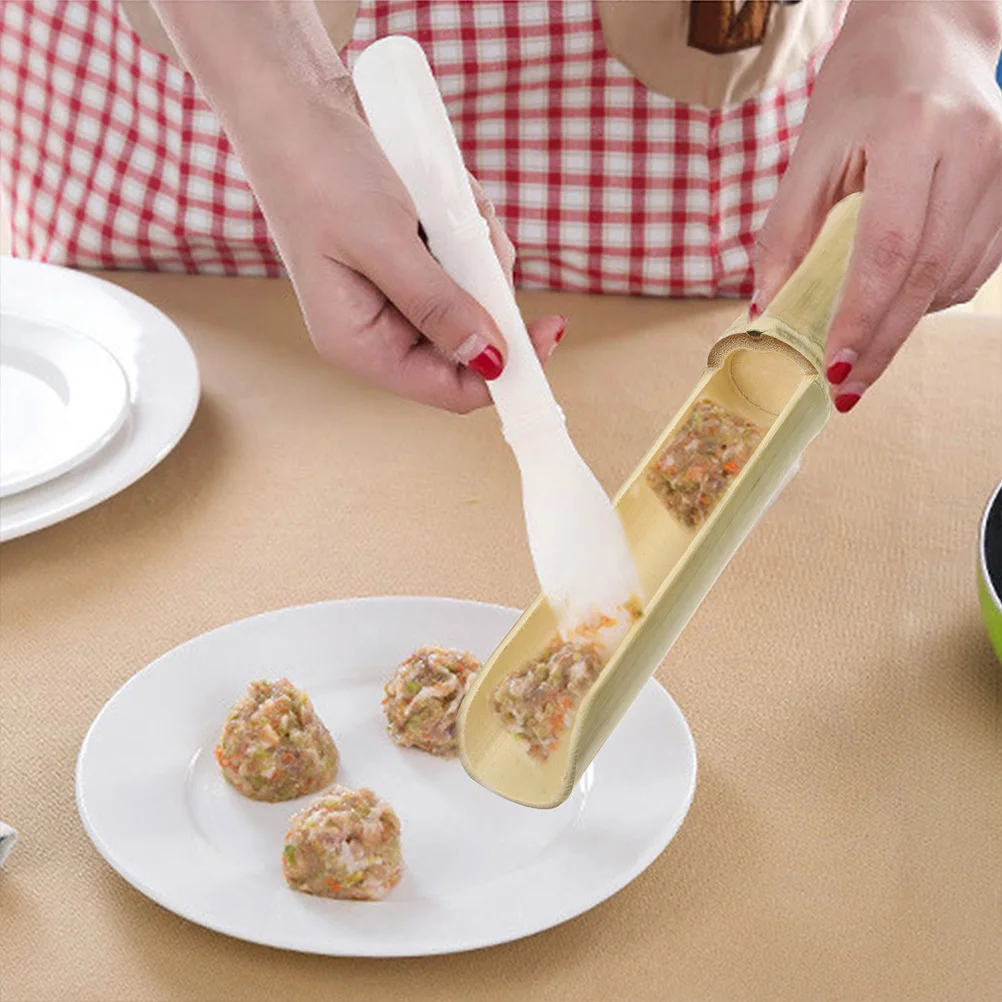 2 pcs Shrimp Sliders Spoon Bamboo Non-Stick Meatball Maker Tool Kitchen Gadgets Portable Lightweight Handle For Home Restaurant