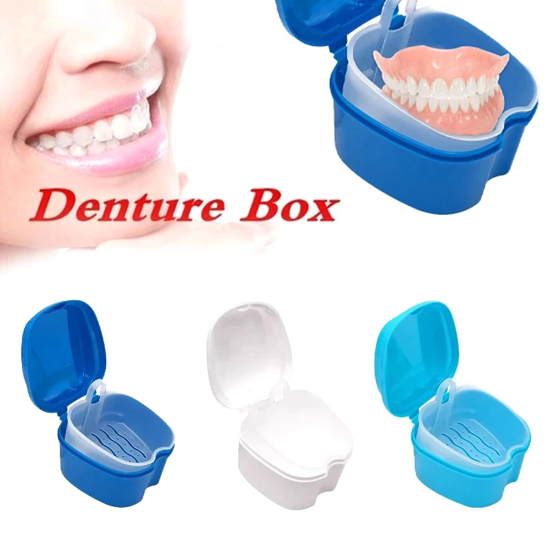 1PC Denture Storage Box Case Denture Brush Set Dental Retainer False Teeth With Strainer Denture Cups Soaking Dentures Case