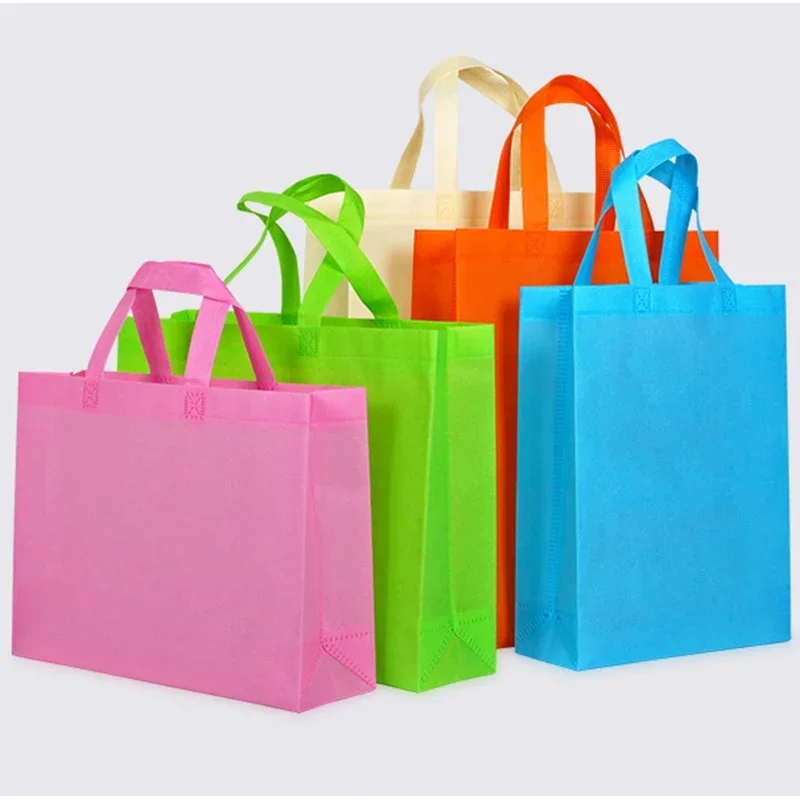 Paquete de 20 bolsas de mano no tejidas, bolsa de compras ecológica duradera con asas para compras de comestibles, se acepta logotipo impreso