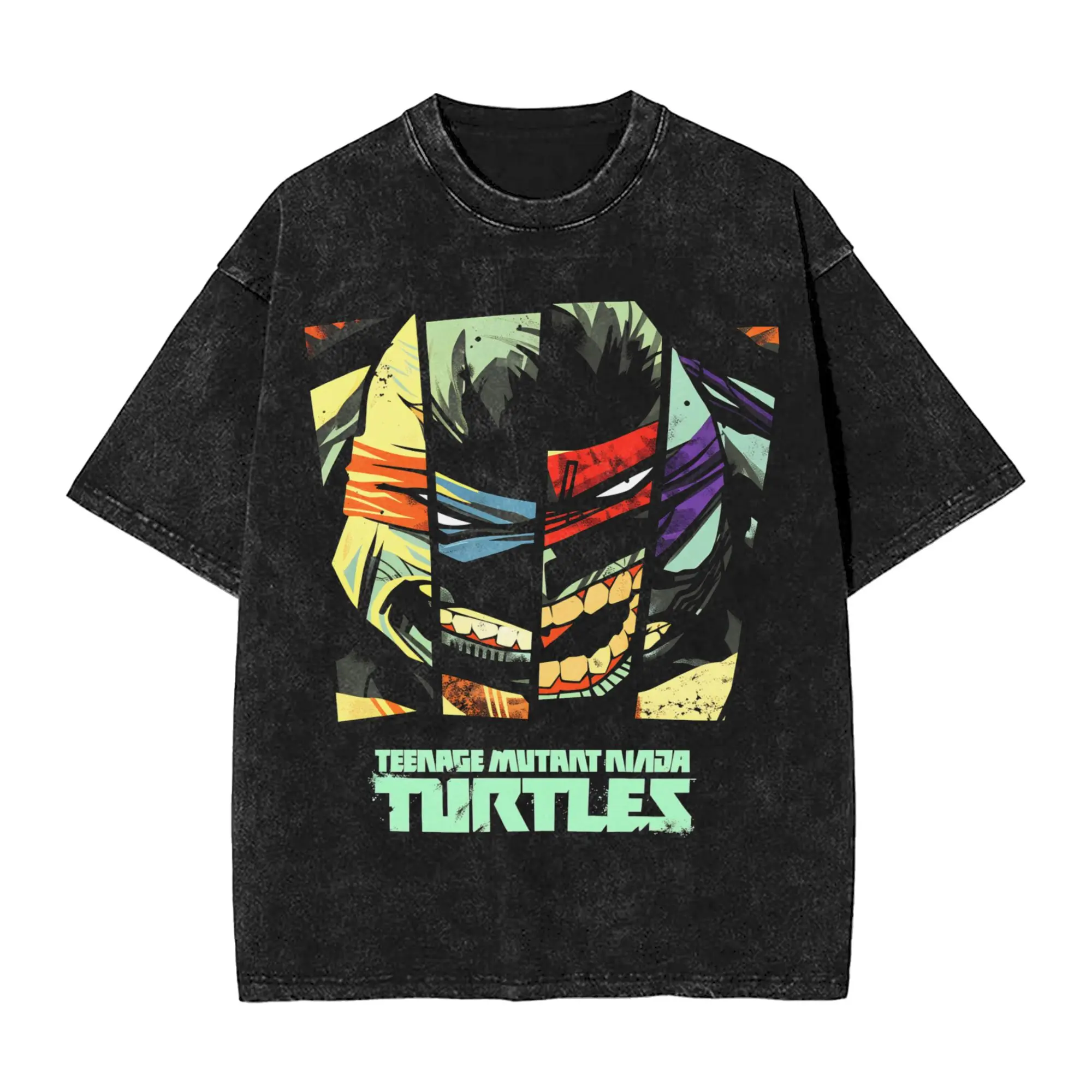 TMNT Face Strips Eastman Washed T-Shirt Man  Y2K Retro Casual T Shirts Summer O-Neck Fashion Tees Design Oversize Tops
