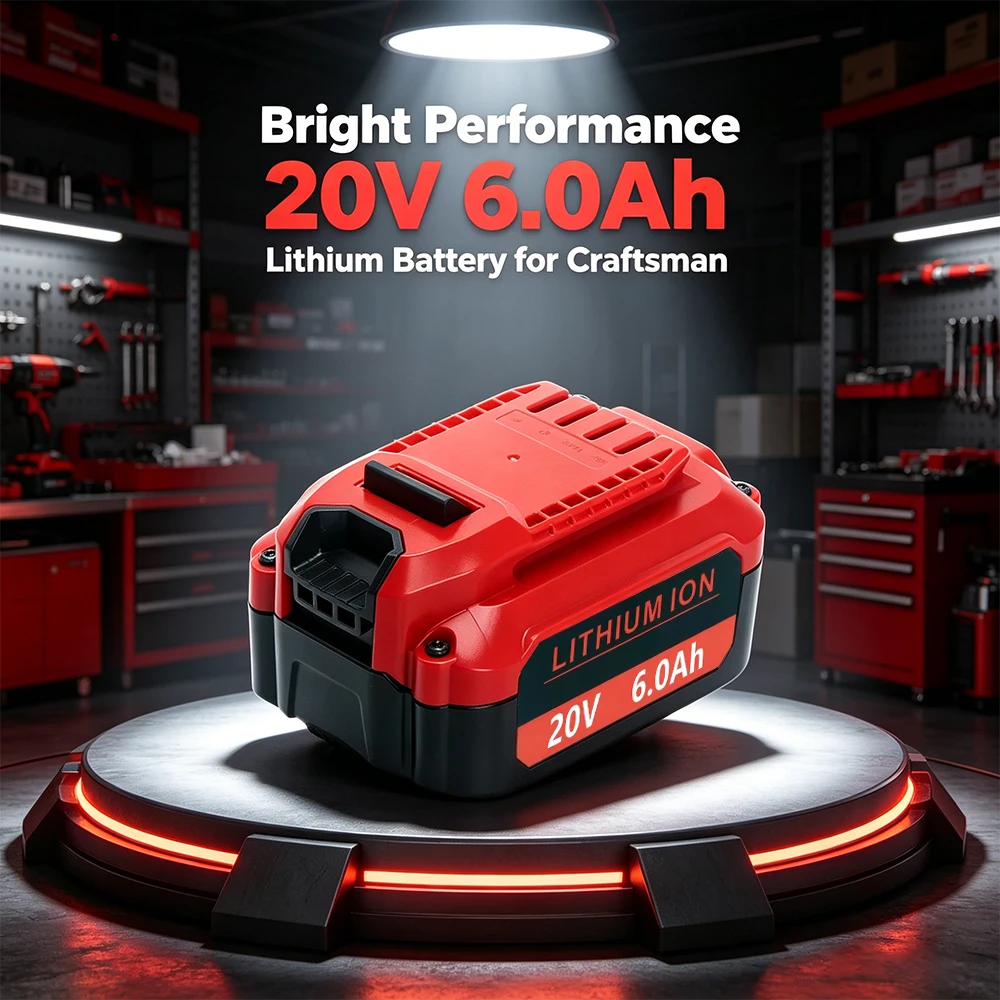 

Premium Grade 20V 6.0Ah Lithium Battery for Craftsman V20–Certified Replacement for CMCB206 CMCB202 CMCB204(Only for V20 Series)