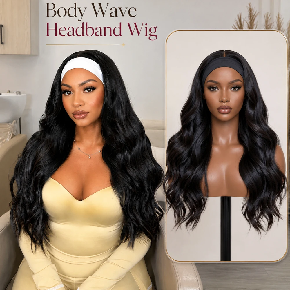 

200% Density Body Wave Headband Wig Human Hair Water Wave Wig Remy Human Hair Wigs Ready To Wear Wig Beginner Friendly
