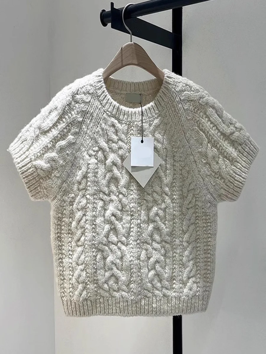 Thiened ronde Ne ort gebreide trui f Sve Dames Faion Herfst Winter Nieuwe collectie Dongda Gate 2025 Sle