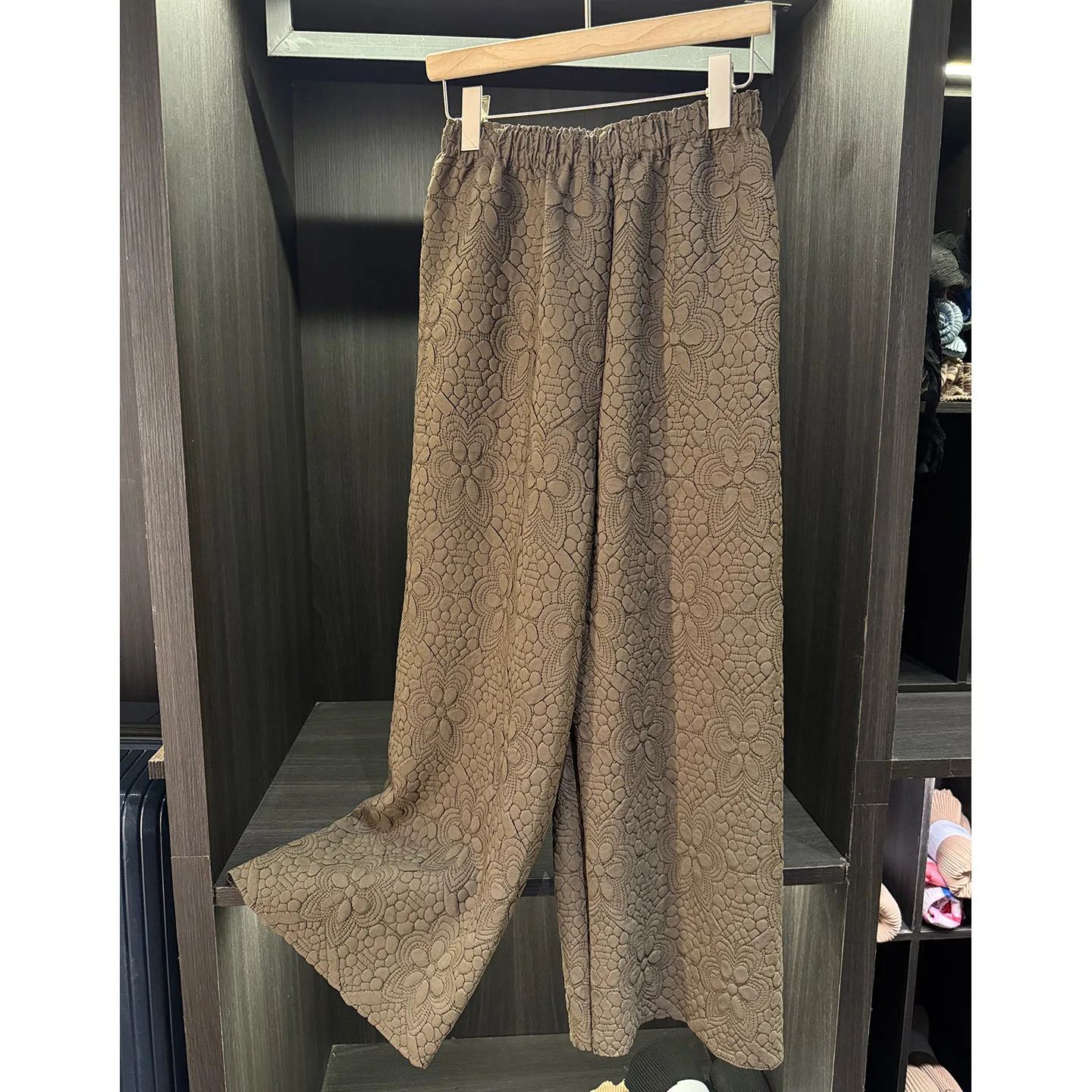 Miyake Fold Spring and Autumn New Large Women's Fold Wide Leg Pants Solid Color High Waist Versatile Solid Color Casual Pants