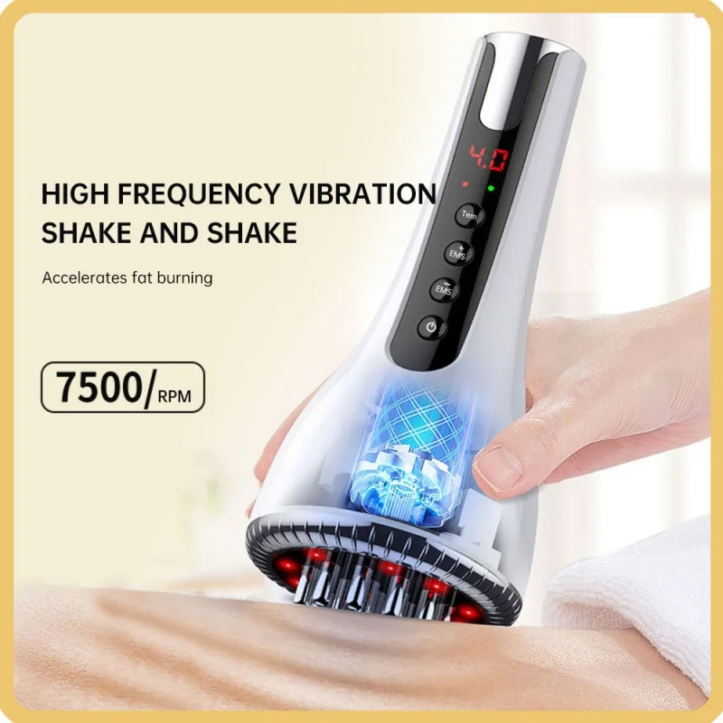 Micro-Current Heating Vibration Gua Sha Device Handheld Massager Rechargeable Micro Meridian Massage Brush