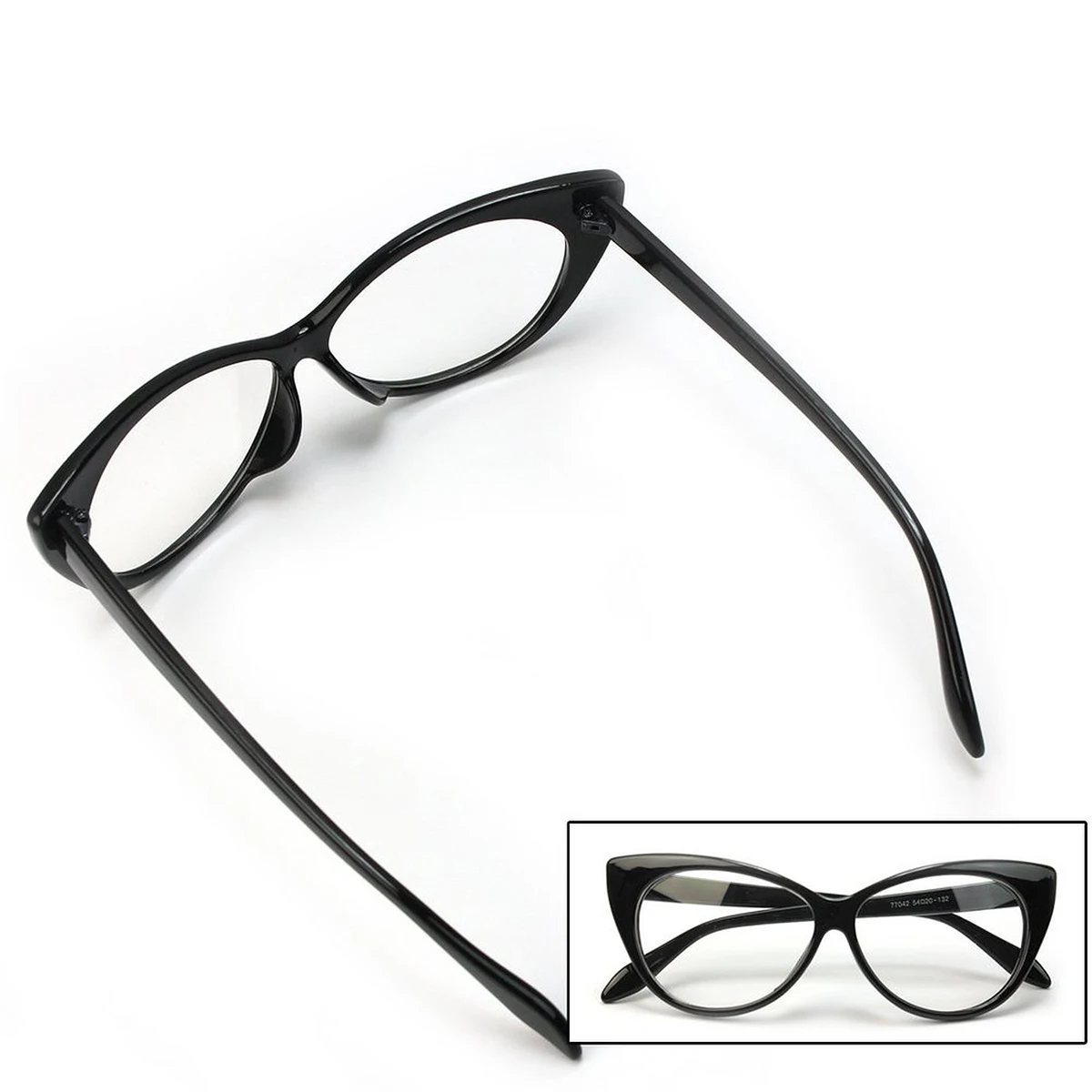 

Retro Cat Eye Glasses Without Strength Fashion Black Plastic Resin 15x5cm Size Retro Flat Mirror Glasses For Women