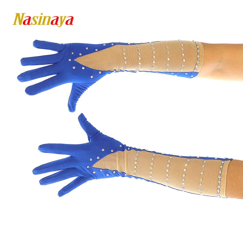 Figure Skating Rhythmic Gymnastics Children's Long Sleeve Adult Polyamide Fabric Competition Shiny Rhinestone Gloves