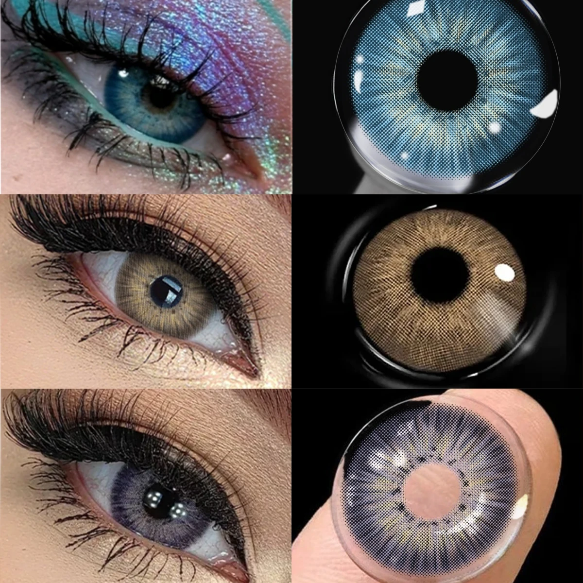 VISUASHOW Natural Colored Contact Lenses 2pcs Yearly Disposal Myopia Prescription Eye Color Contacts for Daily Makeup Cosmetics