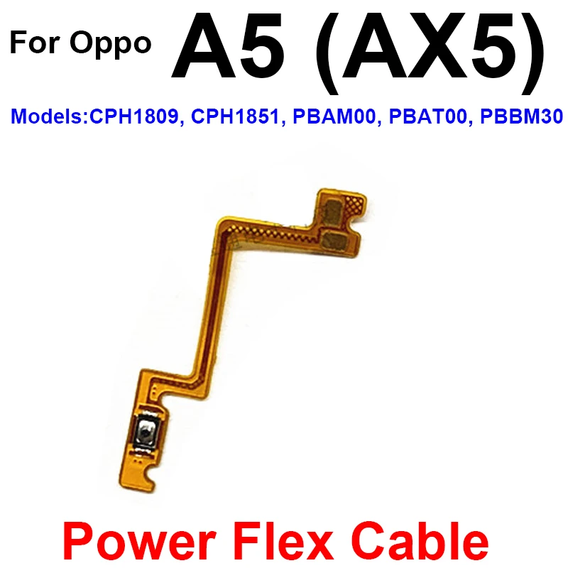 On OFF Power Volume Button Flex Cable For OPPO A8 A5 A5S A3S A3 A1 AX5 AX5S Power Volume Button Switch Control Key Flex Ribbon