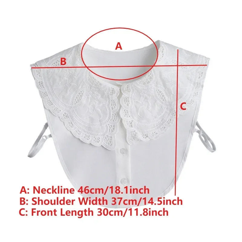 여성용 자수 탈부착 칼라, 꽃무늬 페이크 칼라 블라우스 라펠 가짜 칼라 소녀 장식