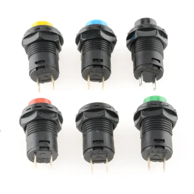 DS427 DS428 12mm Round Pushbutton Switch Self-Locking/Instantaneous Self-Resetting Switch White Yellow Green Blue Red Black