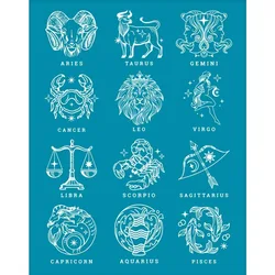4x5 Inch 12 Constellations Clay Stencils Constellations Sign Silk Screen for Polymer Clay The Zodiac Silk Screen Stencils Mesh