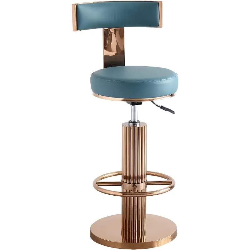 Modern Adjustable Height Bar Stool with Stainless Steel Legs and Comfort Cushions