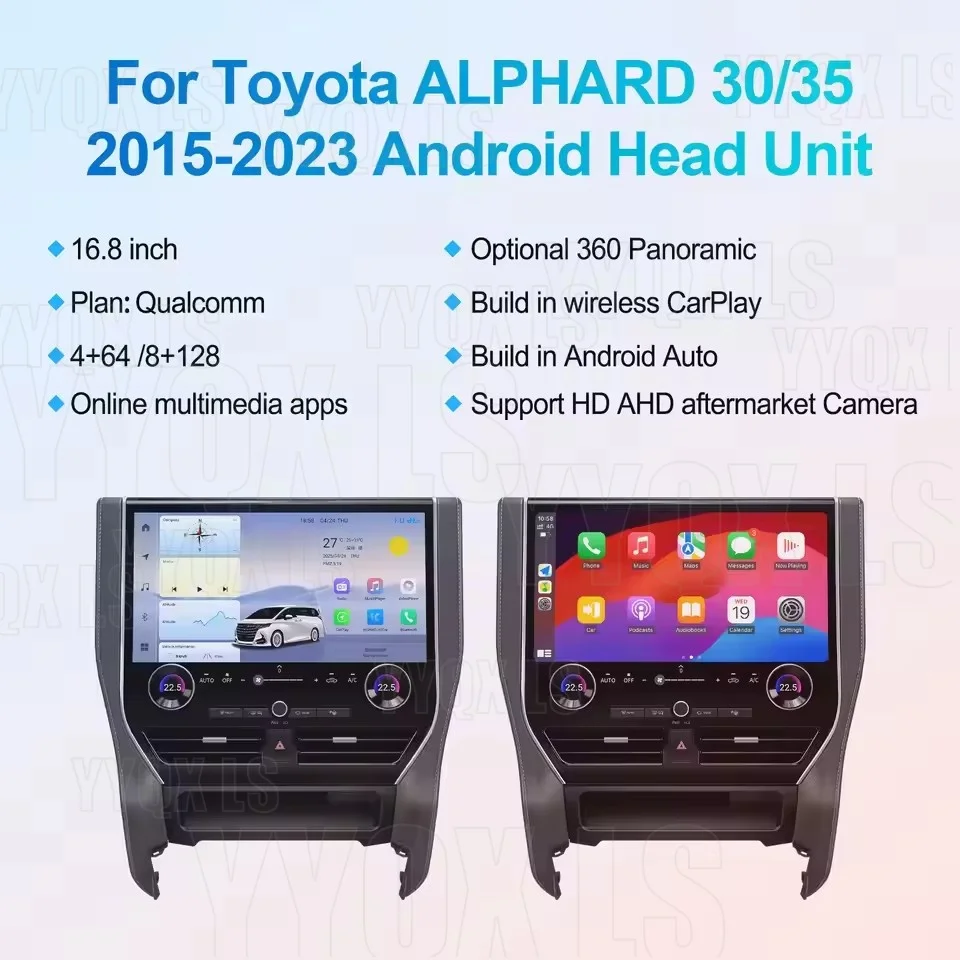 

16.8inch All-new For Toyota Alphard 30 2015-2023 A30 Upgraded To 40 CarPlay GPS Navigatio Stereo Car Radio Video Player Android
