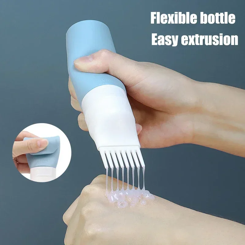 

1PC 60/80ml Porous Silicone Dispensing Bottle Shampoo Body Wash Hair Dye Lotion Refillable Bottling Portable Travel Beauty Tool