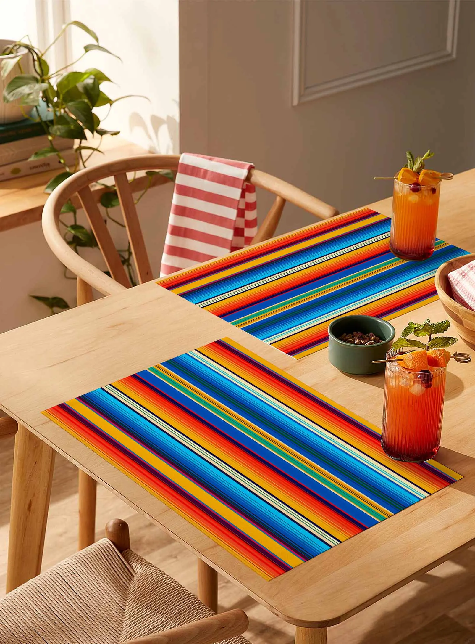 

4/6 Pcs Modern Mexican Stripes Art Placemat Wedding Party Dining Decor Linen Table Mat Kitchen Accessories