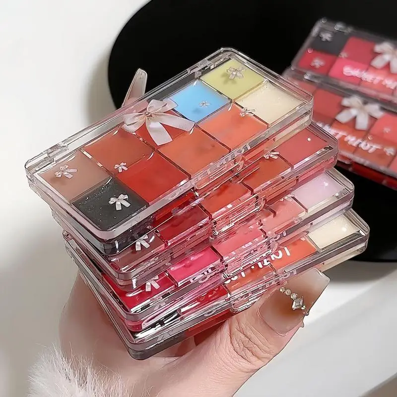 ลิปกลอส Palette กระจกคริสตัลลิปกลอส Moisturizing Water Glass สีแดงสีส้ม Lip Oil Balm เซ็กซี่อวบแต่งหน้า Jelly Lip Gloss