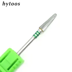 HYTOOS Long Cone Carbide Nail Drill Bits 3/32 Cuticle Clean Burr Rotary Milling Cutters for Manicure Electric Drills