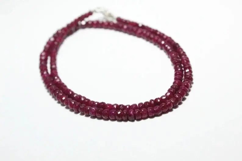 

Red Ruby Round Faceted Necklace AAA+ Quality,4-5mm, 18 Inches