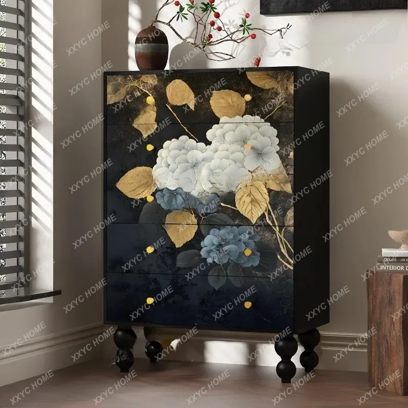X New Chinese-style bucket cabinet, living room against the wall, solid wood locker, tea room entrance locker