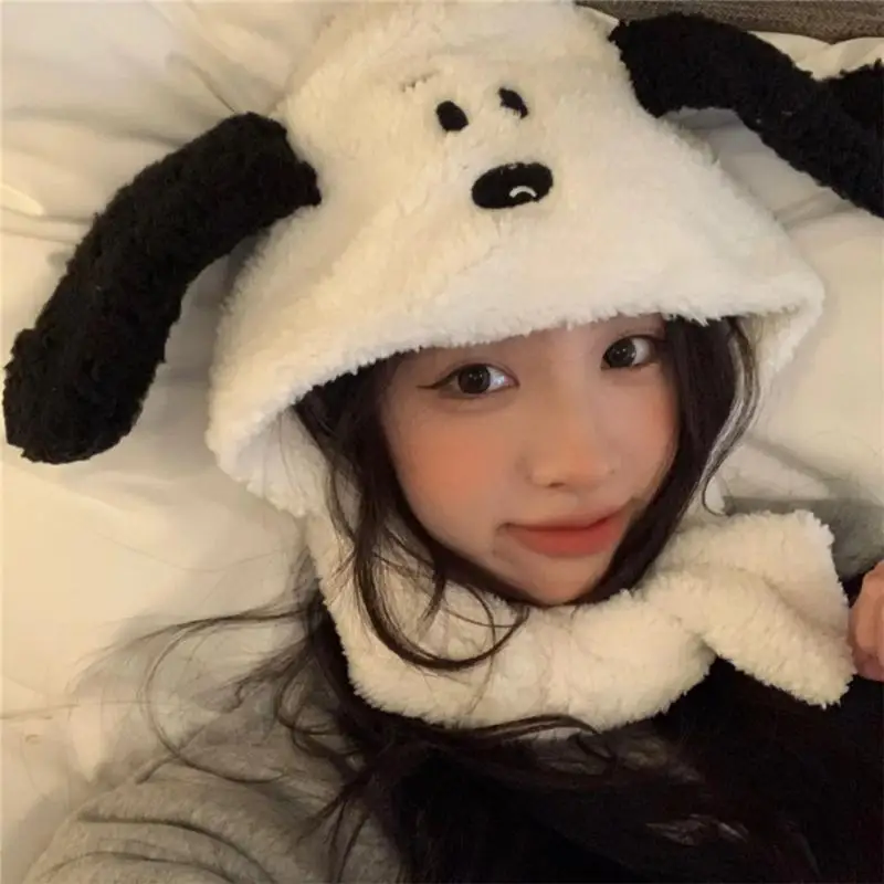 

652F Plush Puppy Ear Trapper Hat Adult Ear Protect Hat Winter Warmer Hat Cold Christmas Presents for Students Teens