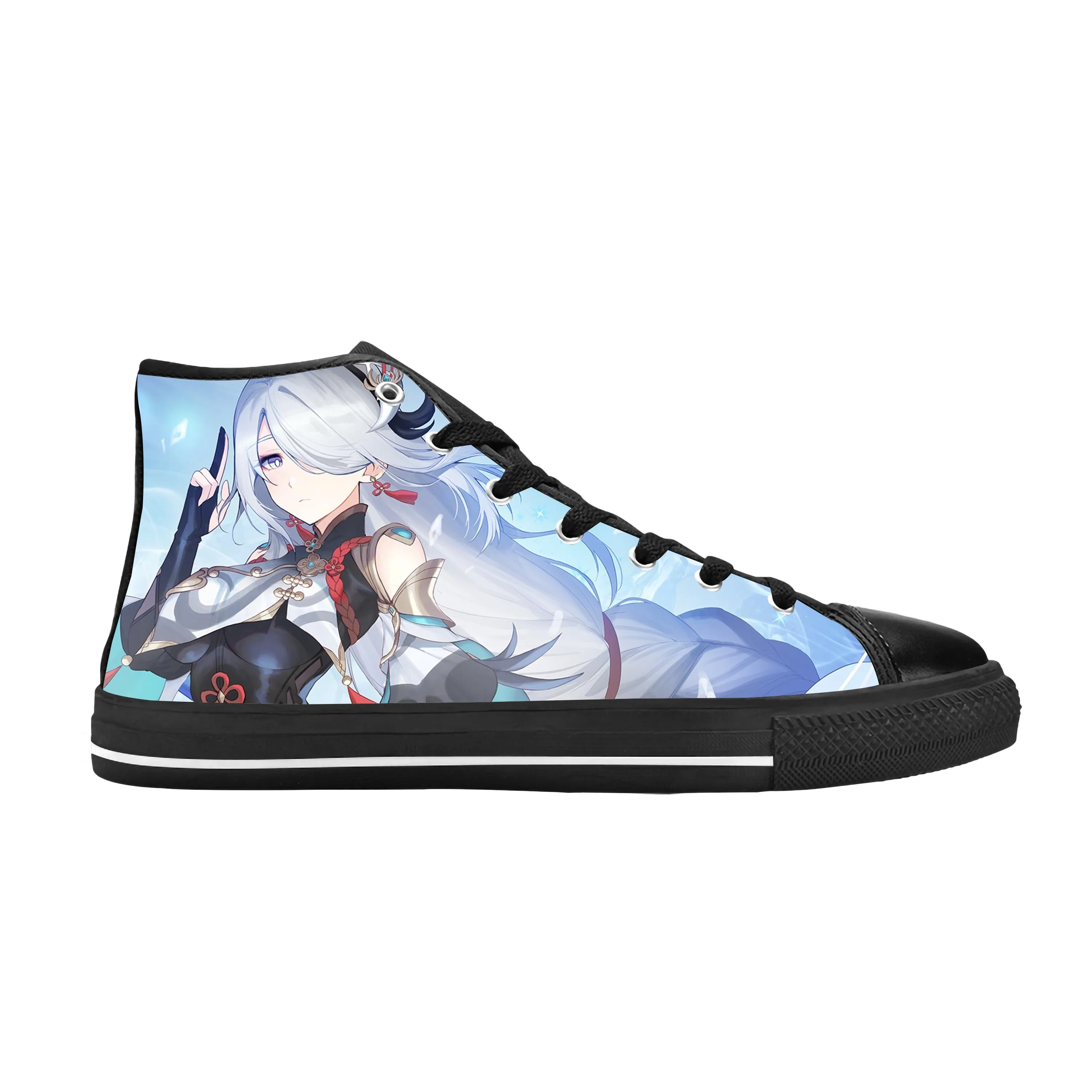 Anime Manga Cartoon Game Genshin Impact Shenhe Casual Cloth Shoes High Top Comfortable Breathable 3D Print Men Women Sneakers