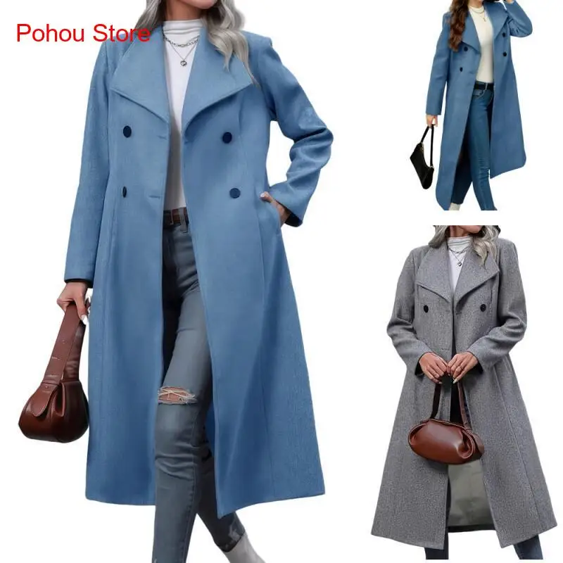 Extended Woolen Women's Coat, European and American Independent Station Plus Size Coat, Woolen Windbreaker