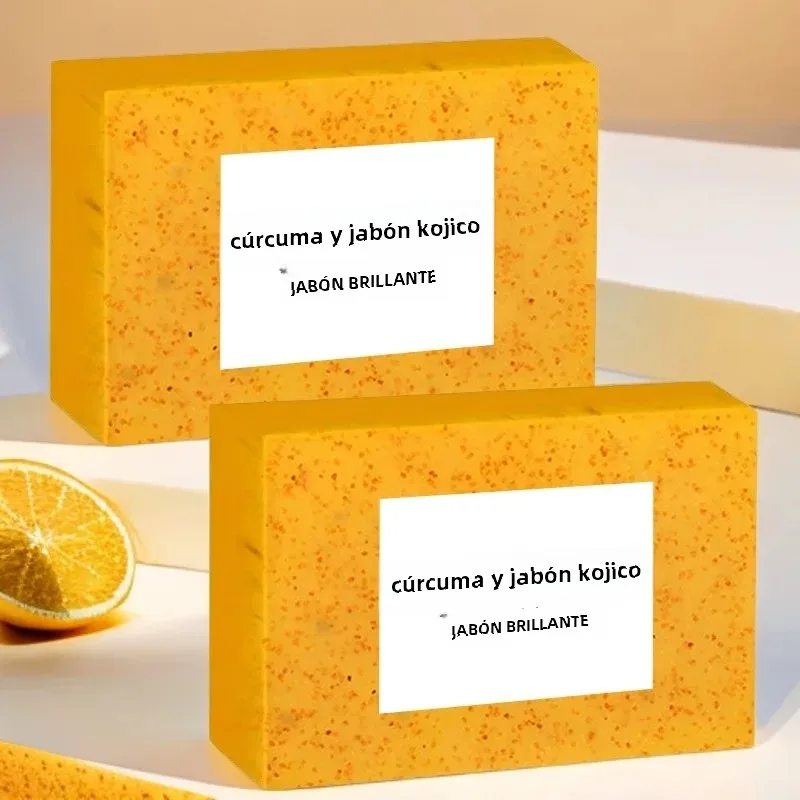 Jabón de Ácido Kójico de cúrcuma, 100g, con gránulos de limón, exfoliante, aclarador de la piel, cuidado corporal, Jabón Con Ácido Kojico Y Temor
