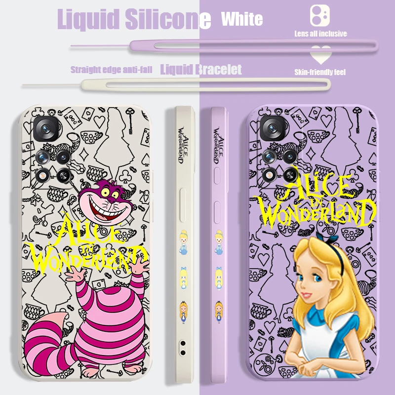 Alice in Wonderland Liquid Left Rope Phone Case For Xiaomi Redmi 6 7 A K20 40 Note 7 8 9 10 T S Lite Pro Max 5G Shell Soft Cover