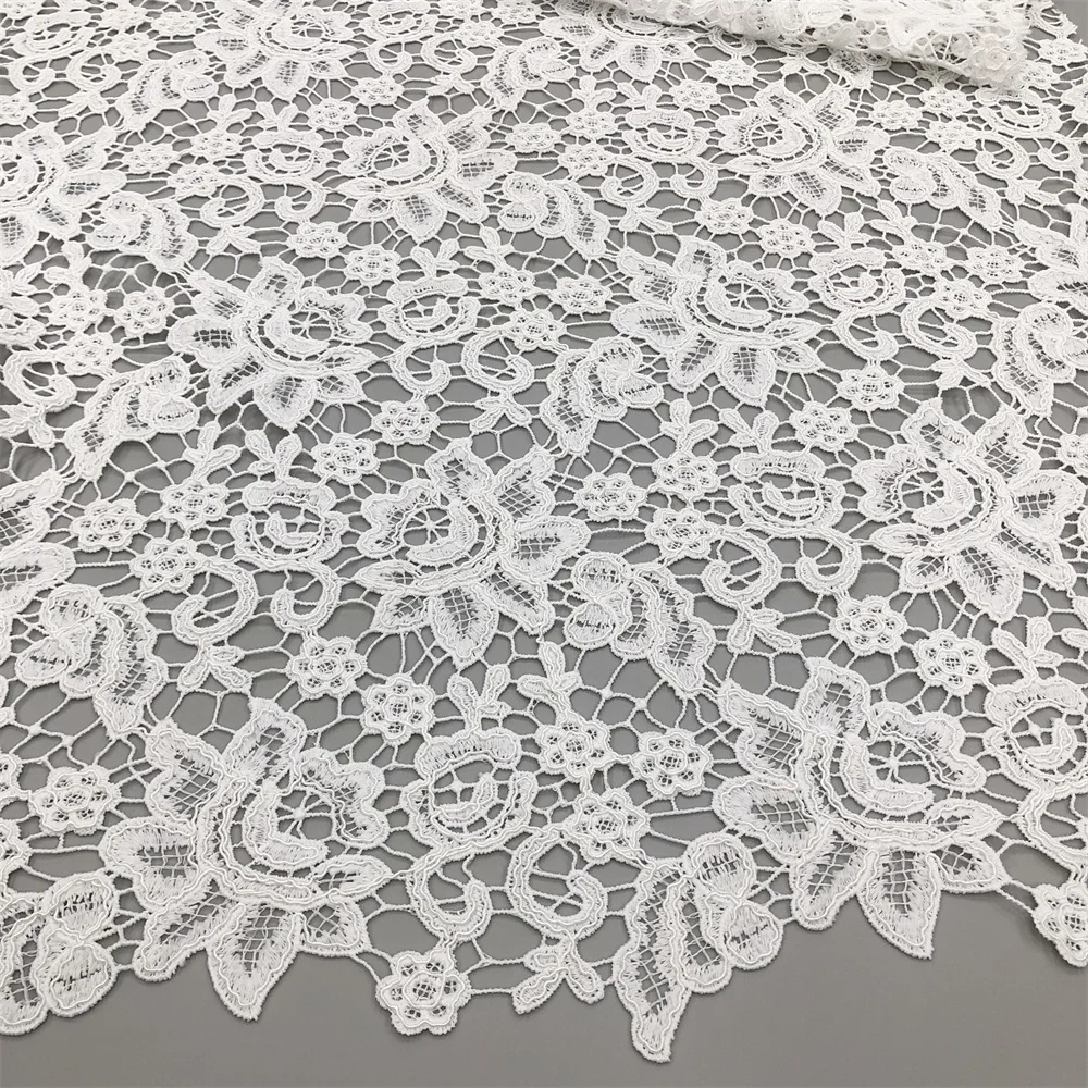 2026 Afrikanischer Stoff Luxuriöse Hochwertige Spitze Wasserlösliche Bestickte Modische Weiche Weiße Spitze 5 Yards – Detail 8