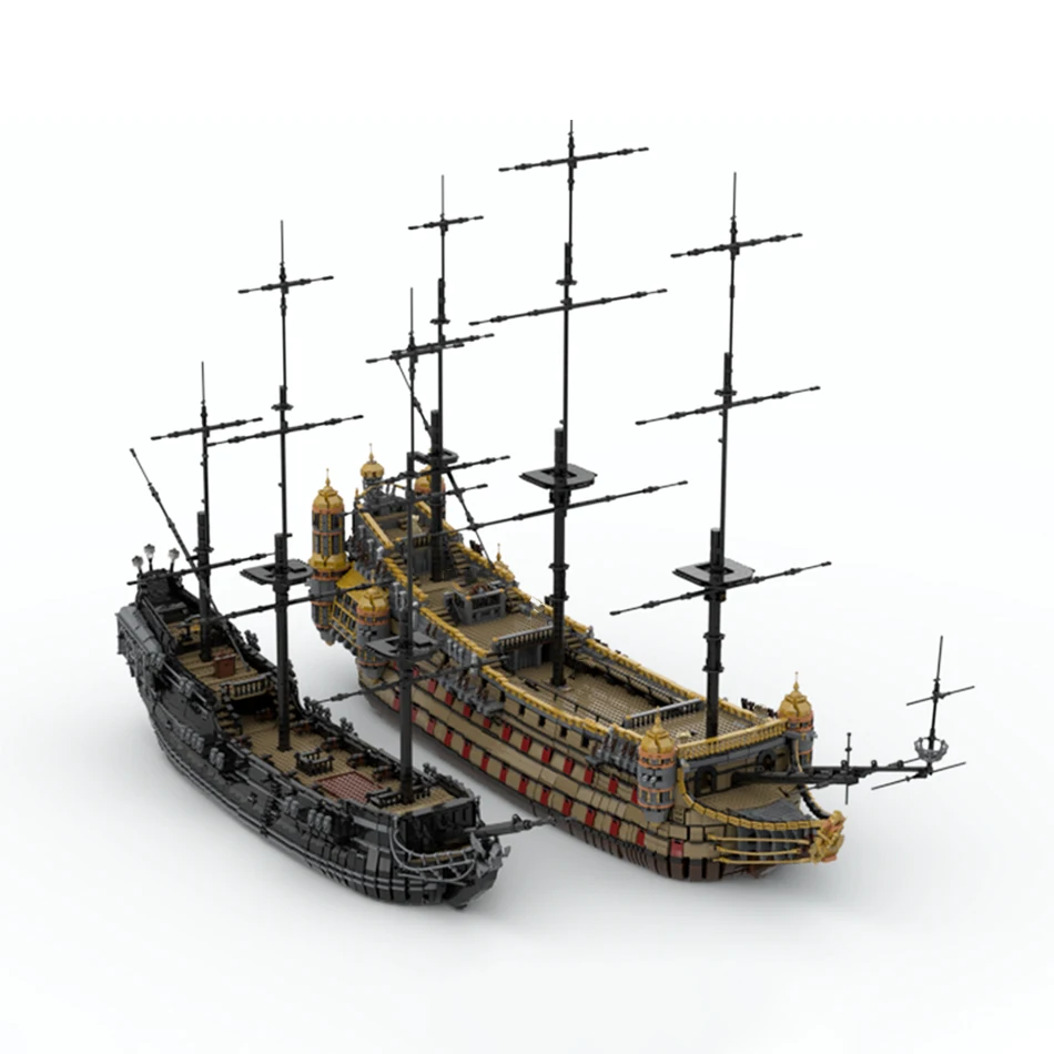 MOC Silent Mary Ghost Pirate Ship Building Blocks Set Sailing Boat Vintage Cruiser Bricks Model Toy Adult Gift