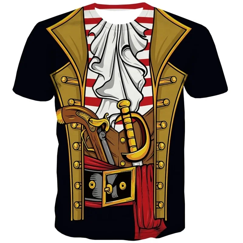 Lustige Piraten-Grafik-T-Shirts für Männer und Frauen, Cosplay, kurzärmelig, Sommer, atmungsaktiv, Rundhals-T-Shirt, Alltag, Straße, Unisex-Tops