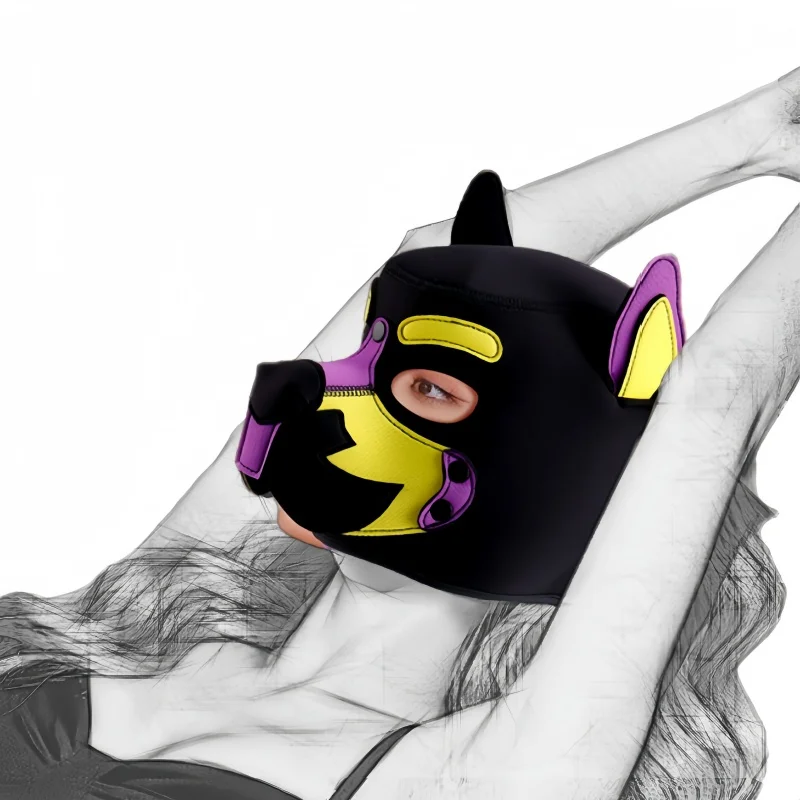 3 colores nuevo cachorro Cosplay perro juegos de rol juegos accesorios de fiesta disfraces para Color goma acolchado cabeza completa fetiche capucha máscara